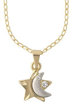 Pingente em forma de lua/estrela com detalhe em nickel-free