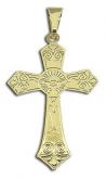 Crucifixo folheado a ouro com detalhes estampados