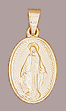 Medalha da Virgem Maria com folheação em ouro 18K