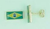 Brinco da bandeira do Brasil resinado e folheado a ouro